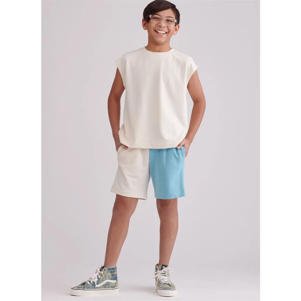 Simplicity Sewing Pattern S9801 Girls' and Boys' Sweatshirts and Shorts
